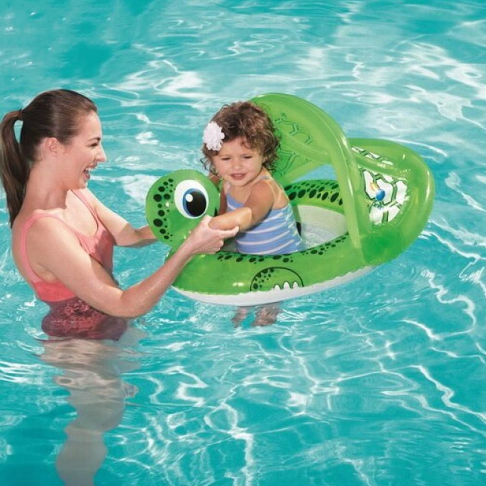 Bestway- Inflatable Turtle Pool Float Swim Ring With Uv Sun Shade.