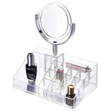 Acrylic Cosmetic Makeup Organizer with Makeup Mirror - Karout Online -Karout Online Shopping In lebanon - Karout Express Delivery 