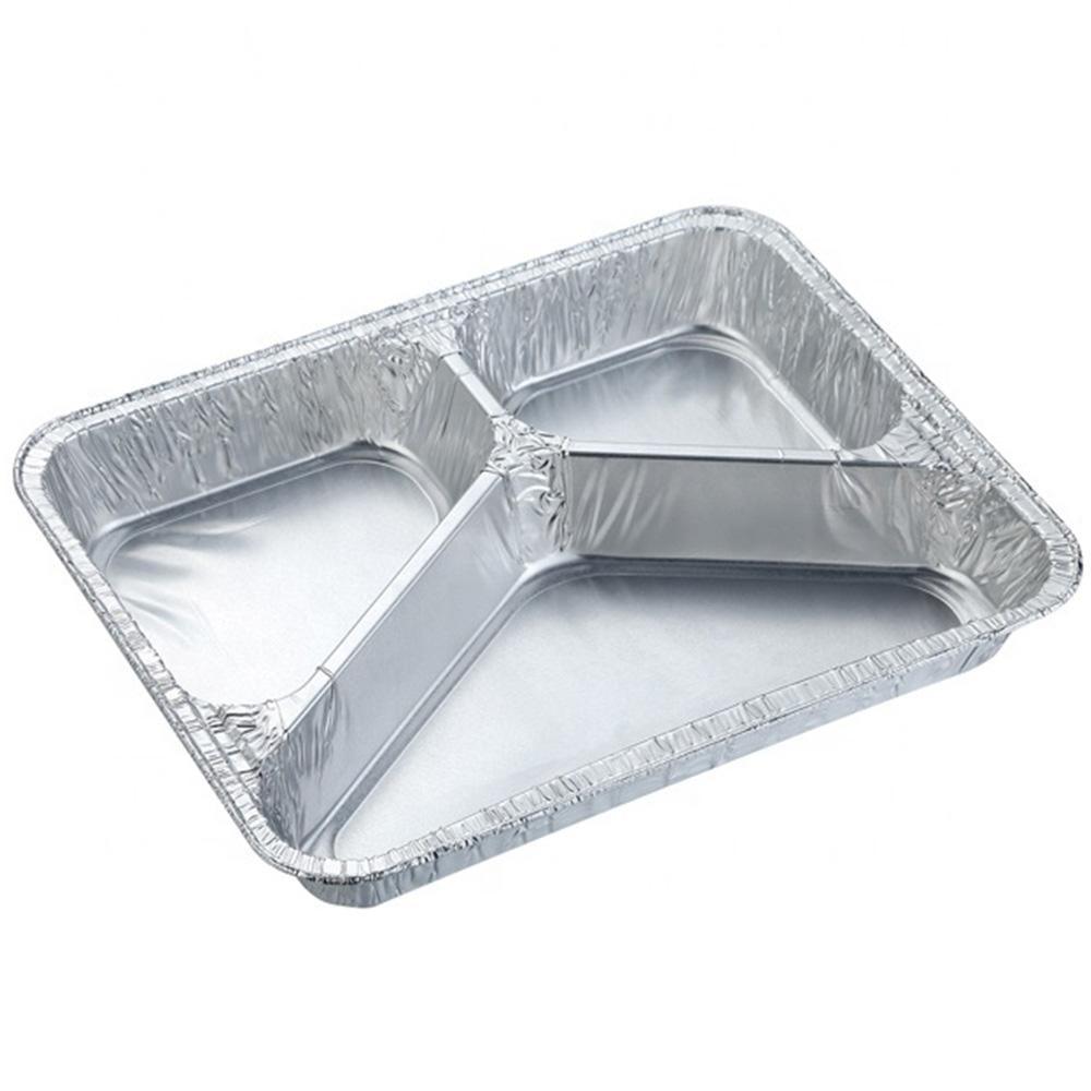 Divided Aluminum Foil Dish & Lid (4 Pcs) / E-227 Cleaning Household
