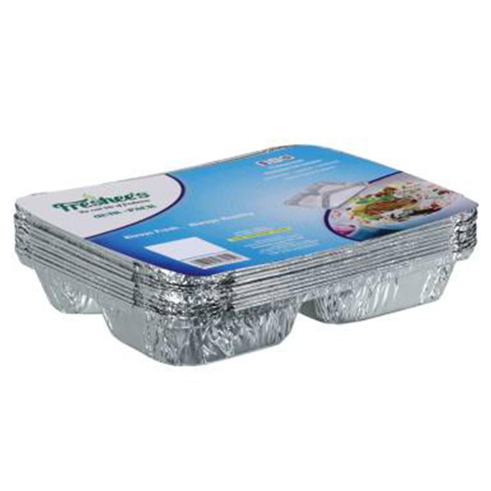 Divided Aluminum Foil Dish & Lid (4 Pcs) / E-227 Cleaning Household