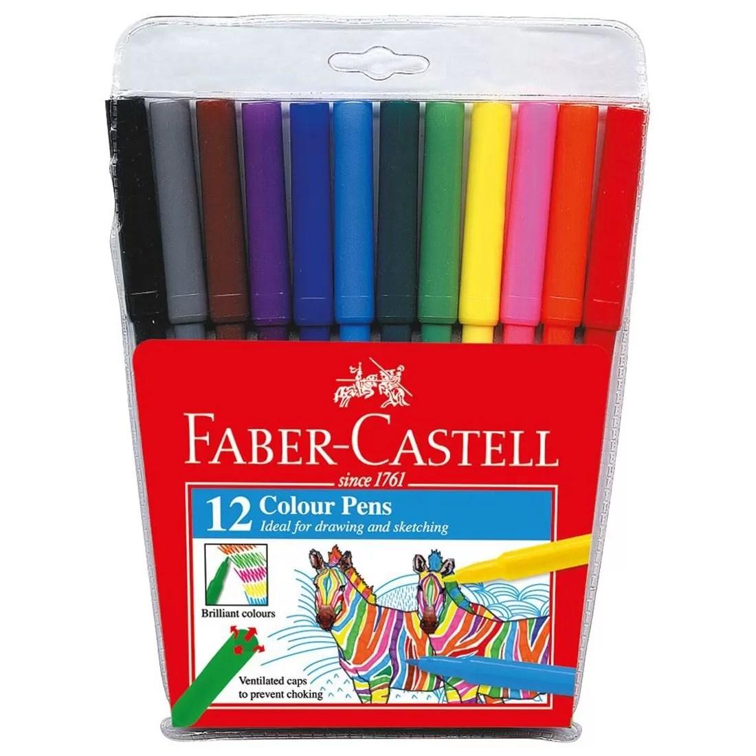 Faber Castell Fiberpen Washable 12 Color / 53133 - Karout Online -Karout Online Shopping In lebanon - Karout Express Delivery 