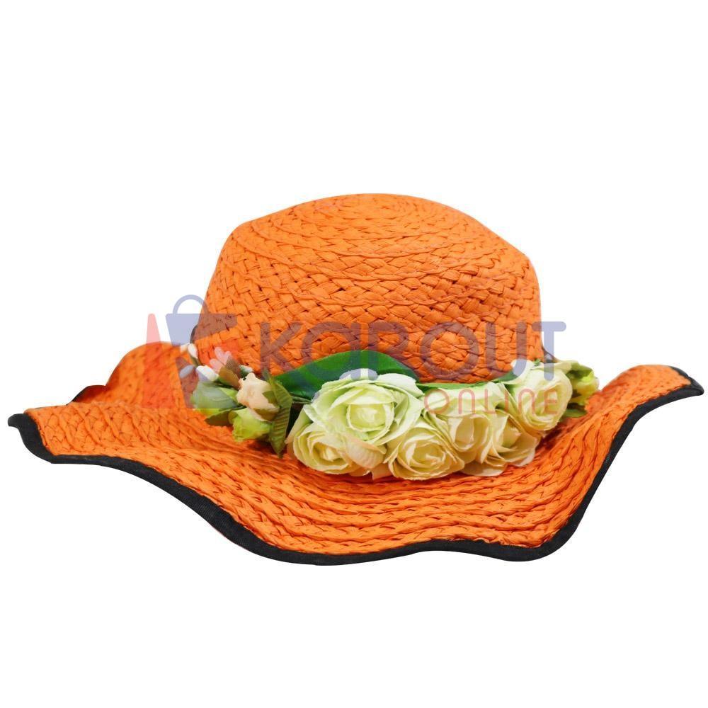 Foldable Wide Brim Women Hat Orange Summer