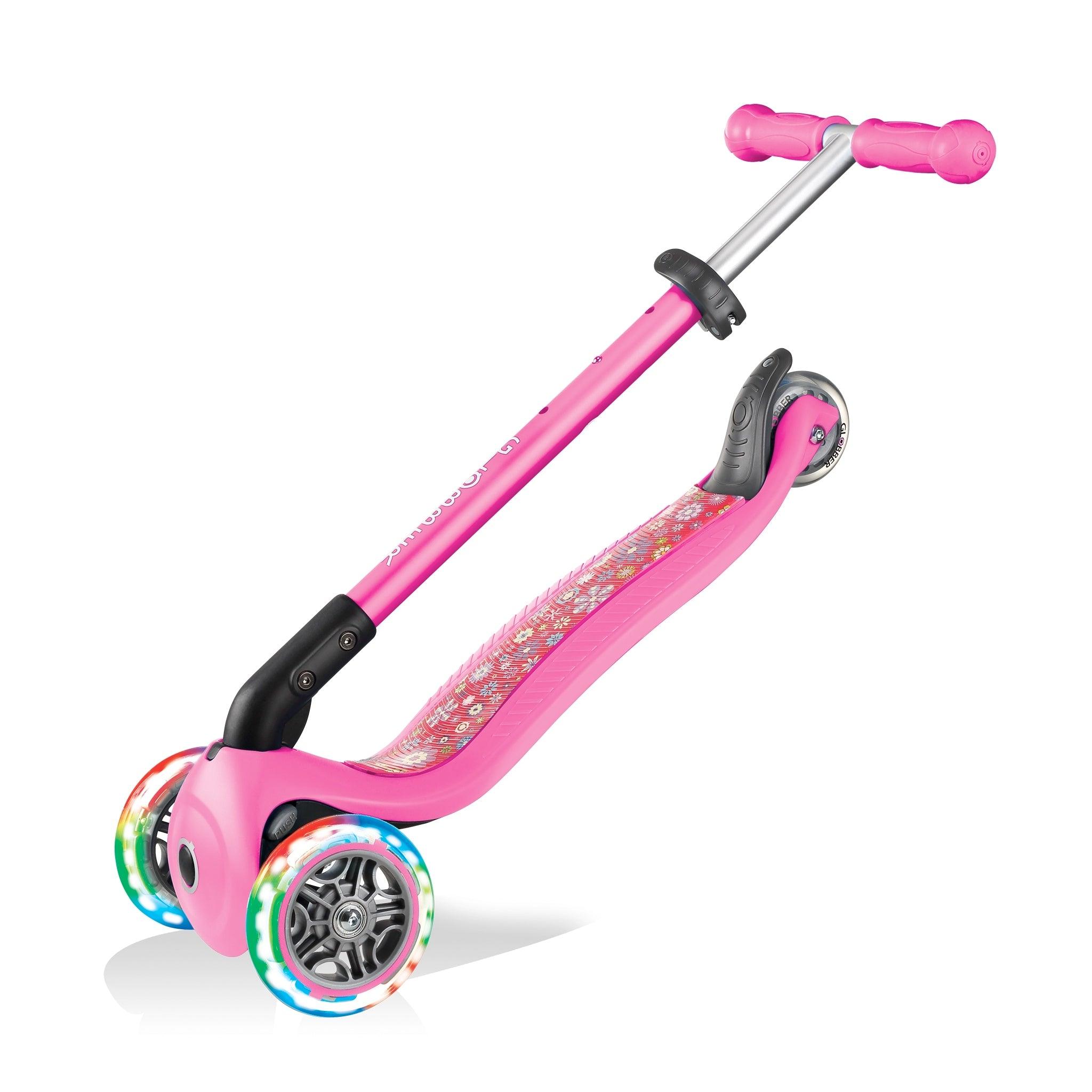 Globber Scooter Primo Foldable Fantasy Lights - Neon Pink / 434-110 - Karout Online -Karout Online Shopping In lebanon - Karout Express Delivery 
