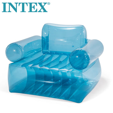(NET) Intex 66503NP Blue Clear Chair  Inflated Size 109 x 107 x 79 cm