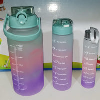 (Net) Motivational Water Bottles with Straw - Set of 3