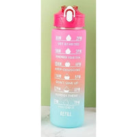 **(NET)** Sport Plastic Water Bottle with Straw Leak Proof Motivational Fitness Drink for Gym 800ml / KN-641