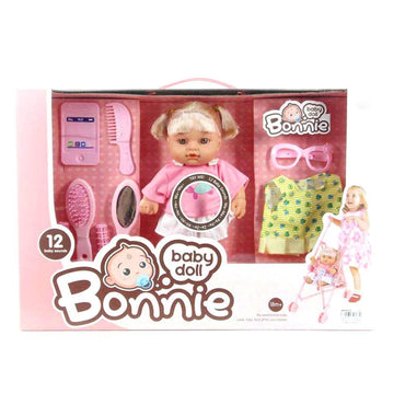 Doll with 12 IC sound with accessories and stroller 33 cm.