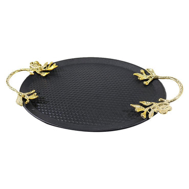 Steel Tray With Golden Handle - Karout Online -Karout Online Shopping In lebanon - Karout Express Delivery 