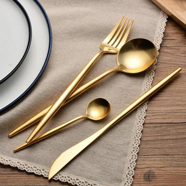 **(NET)**Gold Cutlery Set Of 4 pcs Stainless Steel / 8007150102440
