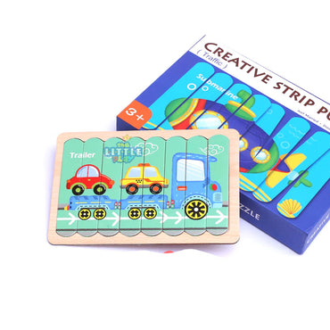 Kids Creative Strip Puzzle Design E – Vehicles / 22FK170