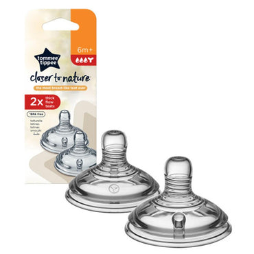 Tommee Tippee – Thick Flow Teat 6m+  (2 Pcs) BPA free / 221421 - Karout Online -Karout Online Shopping In lebanon - Karout Express Delivery 