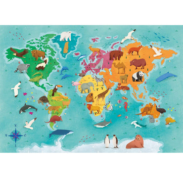 Clementoni Animals in the world  250 pcs  Exploring Maps Puzzle
