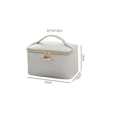 **(NET)**Portable Women Cosmetic Bag PU Leather Waterproof Zipper Make Up Bag Beauty Case / 22FK195