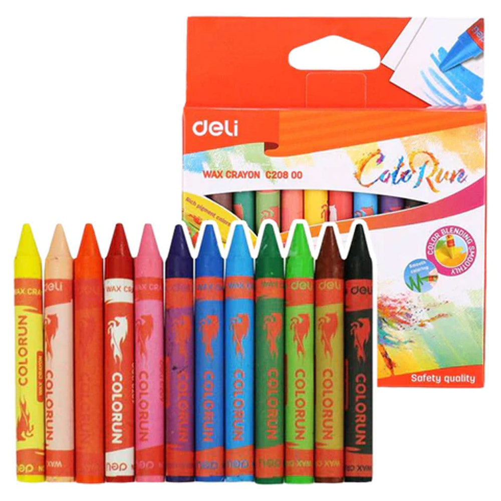Deli C20800 Wax Crayon Set (12 Pcs)