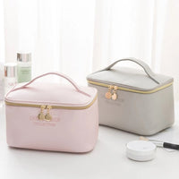 **(NET)**Portable Women Cosmetic Bag PU Leather Waterproof Zipper Make Up Bag Beauty Case / 22FK195