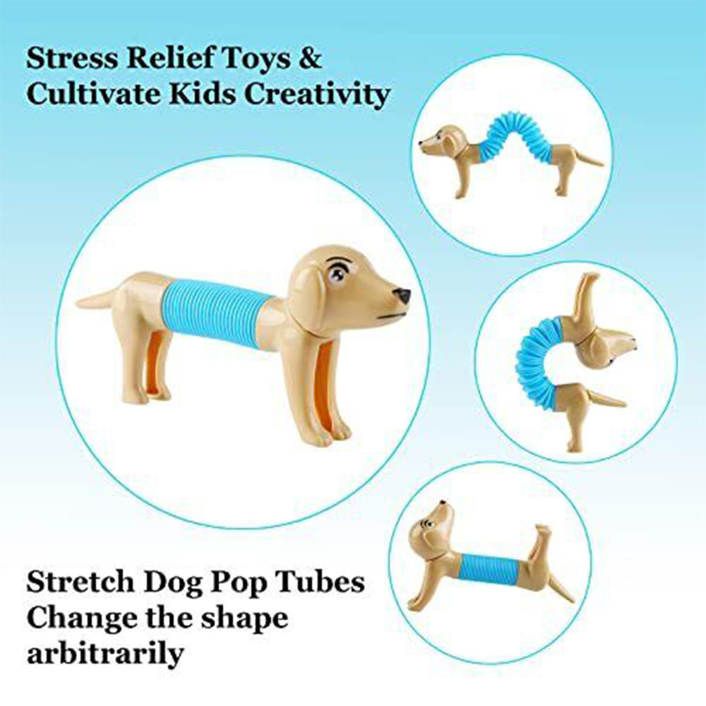 Spring Dog Sensory Fidget Toy Pop Flexible Stretch Tubes Dog Stress Relief Toy 2 pcs