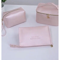 **(NET)**Portable Women Cosmetic Bag PU Leather Waterproof Zipper Make Up Bag Beauty Case / 22FK195