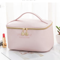 **(NET)**Portable Women Cosmetic Bag PU Leather Waterproof Zipper Make Up Bag Beauty Case / 22FK195