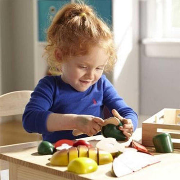 MELISSA & DOUG  WOODEN CUTTING FOOD SET - Karout Online -Karout Online Shopping In lebanon - Karout Express Delivery 