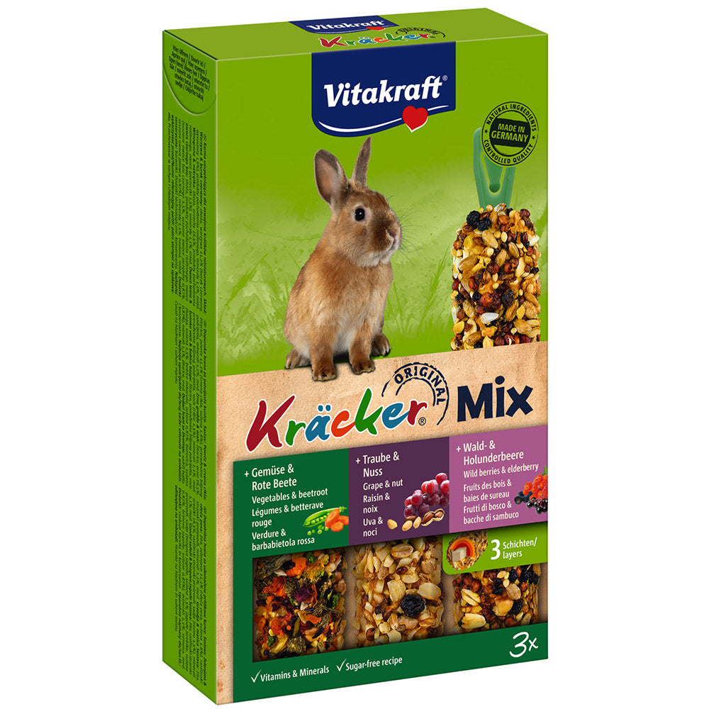 Vitakraft Kracker Trio Mix Raisin Nuts Forest Fruits Vegetables For Rabbits