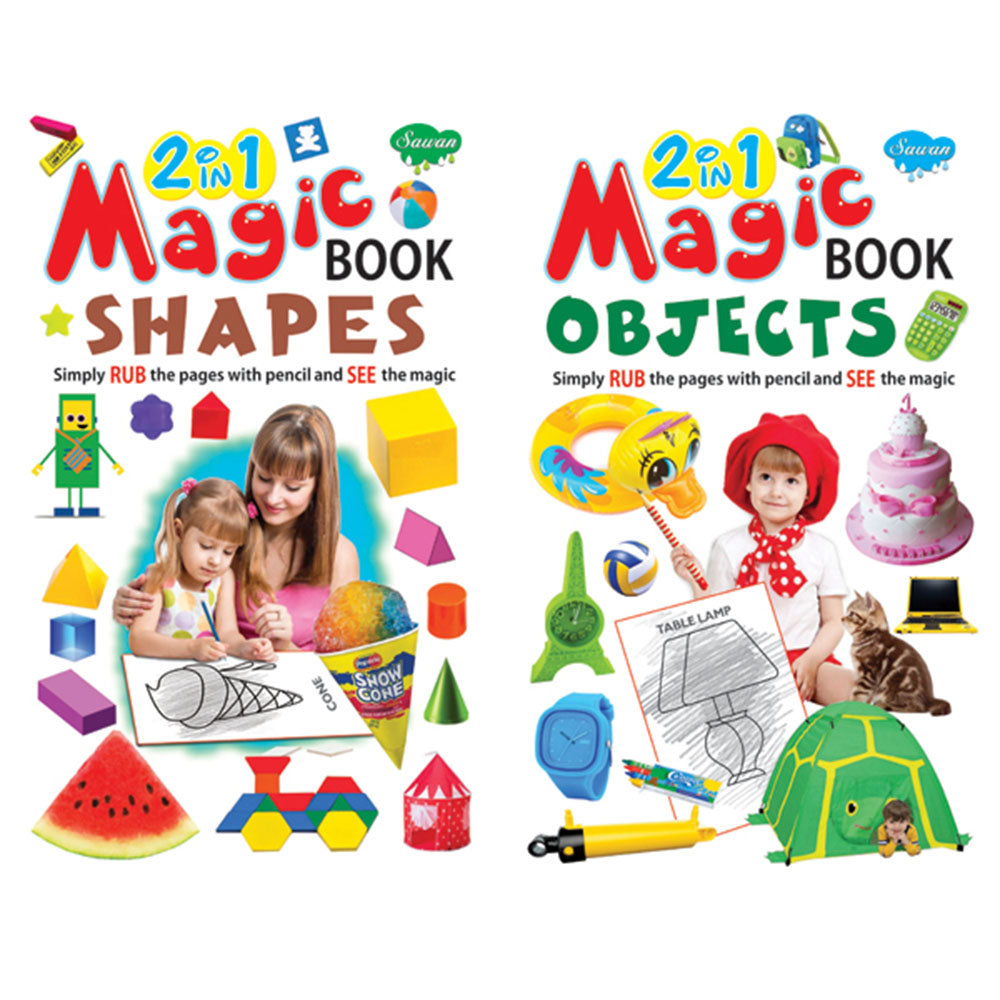 Sawan 2 in 1 Magic Book Games Shapes , Objects