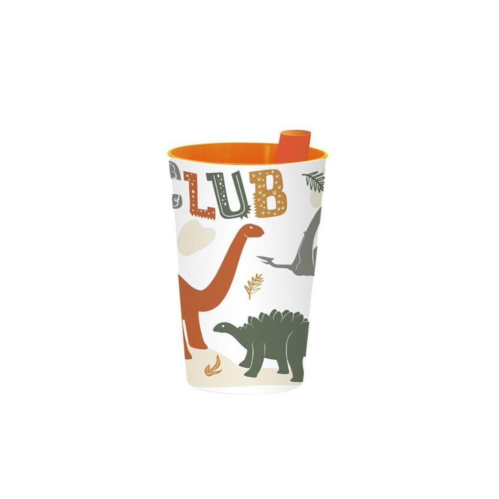 Herevin Patterned Plastic Cup With Straw 340 ml Dino Club (Net)
