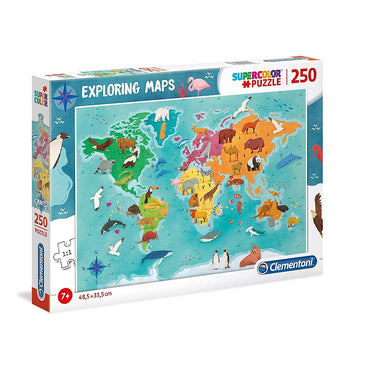 Clementoni Animals in the world  250 pcs  Exploring Maps Puzzle