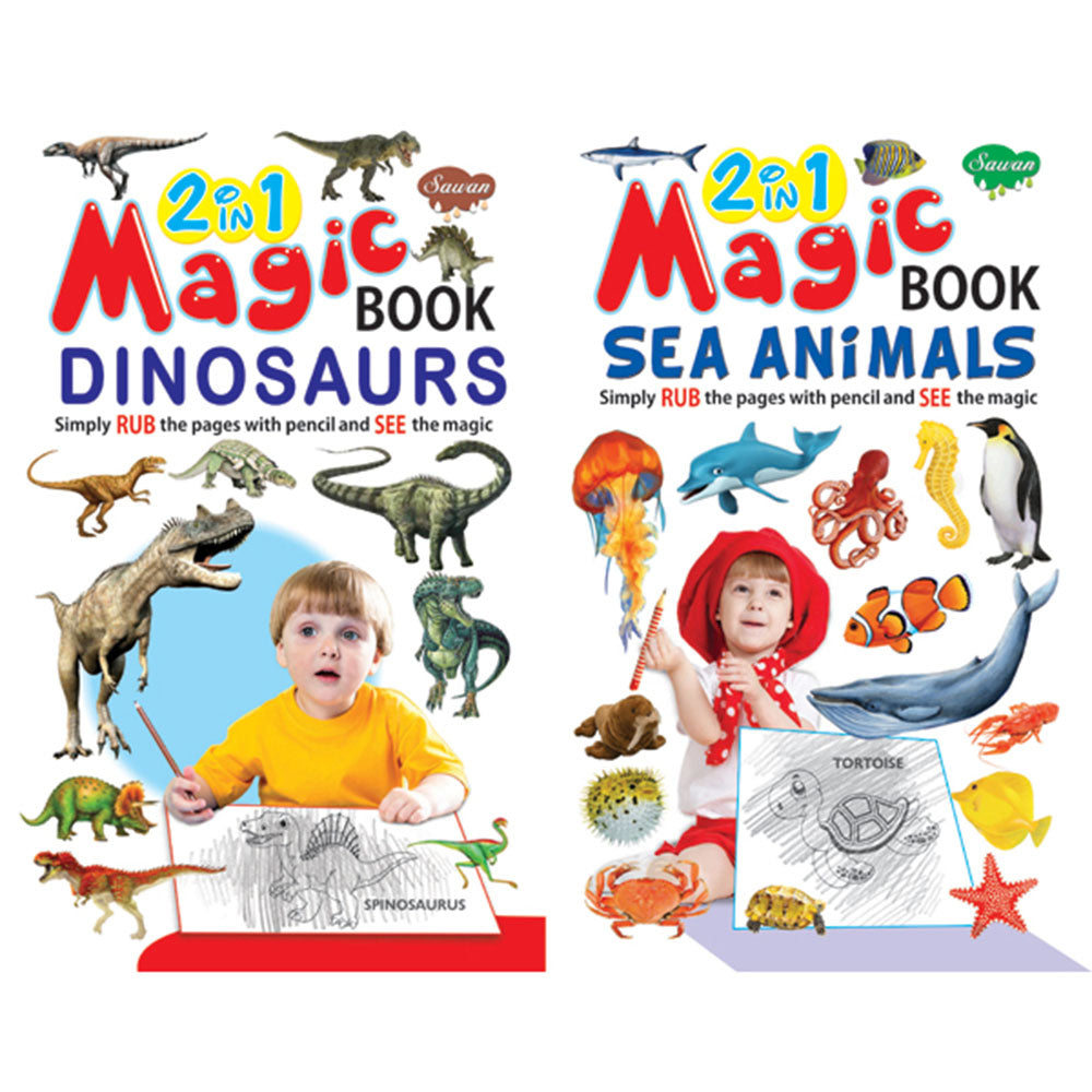 Sawan 2 in 1 Magic Book Games Dinosaurs-Sea Animals