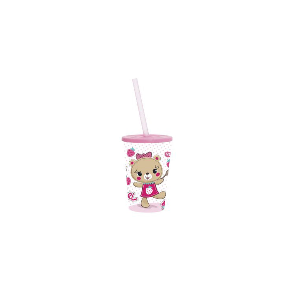 Herevin Decorated Tumbler with Straw Girl 340ml (Net)