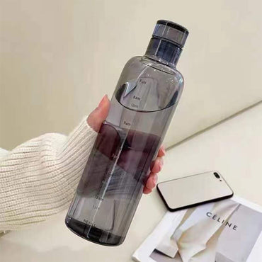 (NET)Transparent With Time Scale Water Bottle Creative Plastic Drink Cup 500ml / 22FK221