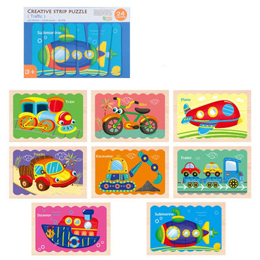 Kids Creative Strip Puzzle Design E – Vehicles / 22FK170