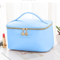 **(NET)**Portable Women Cosmetic Bag PU Leather Waterproof Zipper Make Up Bag Beauty Case / 22FK195