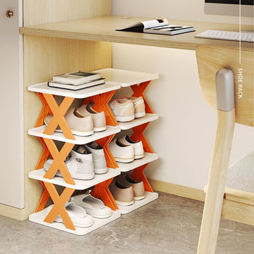 5 layer Stackable Shoe Storage Box Entryway Shelf Box Plastic Shoe Cabinet Space Saver / 23FK056-1