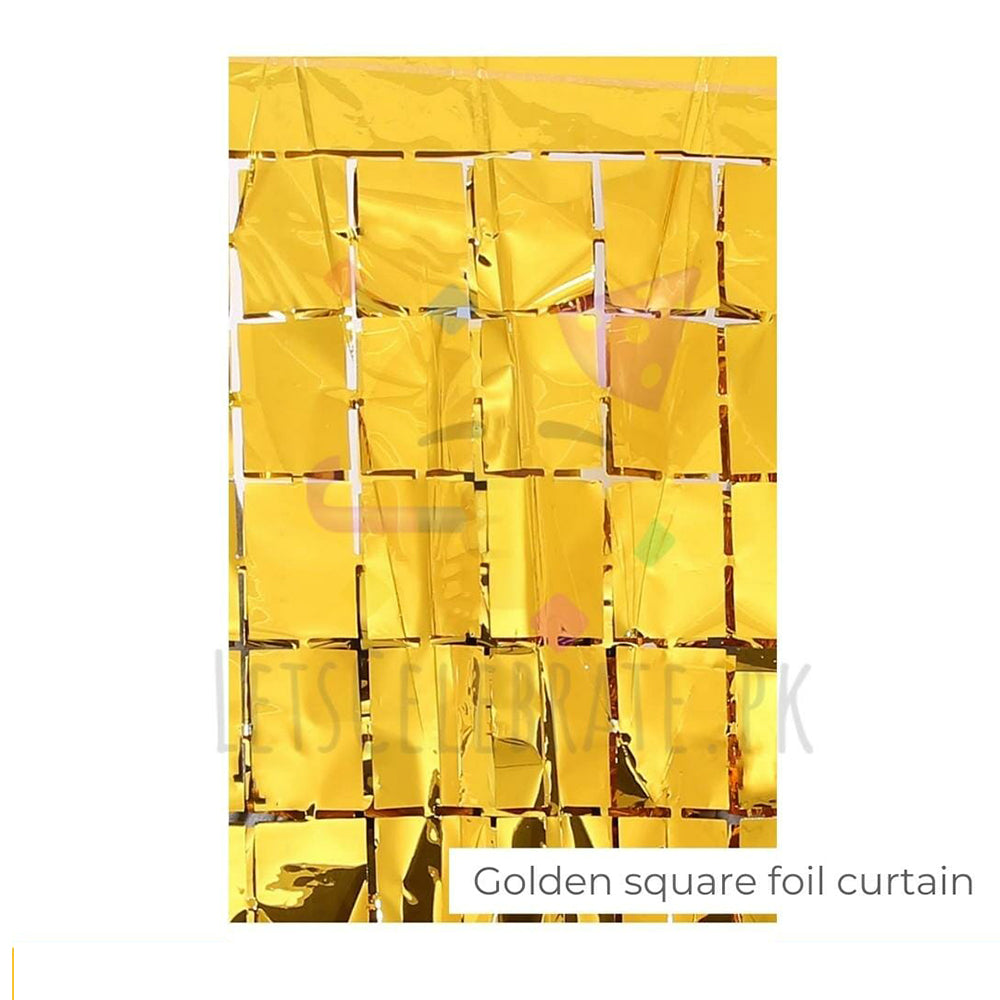 Foil Fringe Curtain Square Gold
